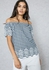 Embroidered Detail Bardot Checked Top