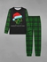 Gothic Christmas Hat Skull Plaid Print Long Sleeve T-shirt and Jogger Pants Pajama Set For Men - 5xl