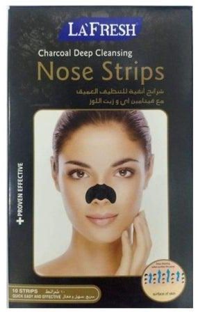 10-Piece Charcoal Deep Cleansing Nose Strips Set Black 15grams