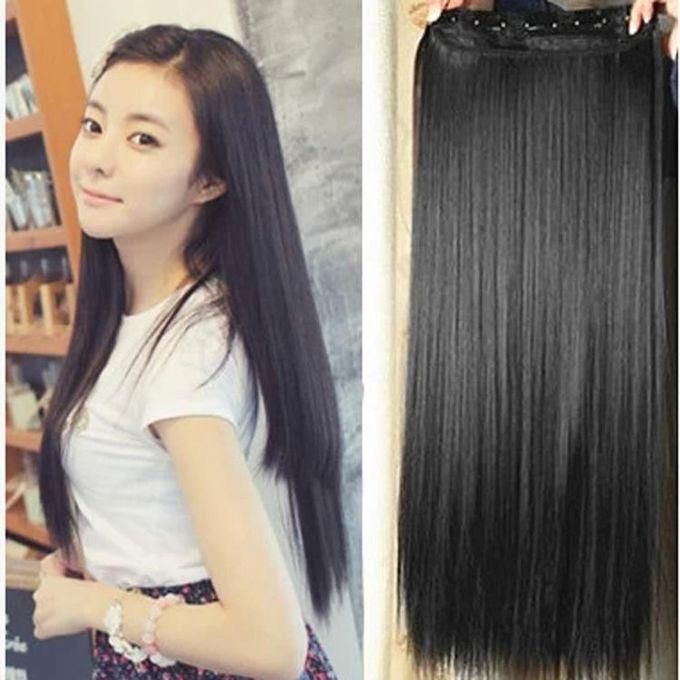 High Temperature Horsetail Long Straight Hair Extension - Black