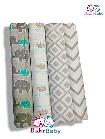Generic Cotton Flannel Receiving Blankets(set of 4) -(Pattern May Vary)