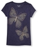 The Children's Place Girls Glitter Butterfly Graphic Foil Top- Eve Blue And Gold