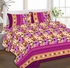 Ibed Home Printed Bedsheets 3Piece Bedding Sets King Size, Eat-4395-Fushia Pink, Multi Color, Material: Cotton