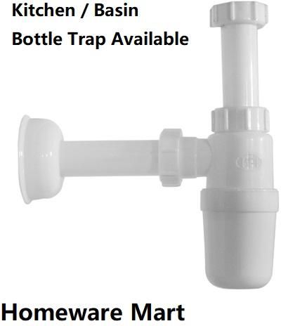 Homewaremart Kitchen/ Bathroom Basin UPVC Plastic Bottle Trap (White)
