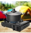 Camping Portable Gas Stove Black Stainless Steel Outdoor Cooking Burner for Weekend Camping Trekking Table Top Cooking Boating