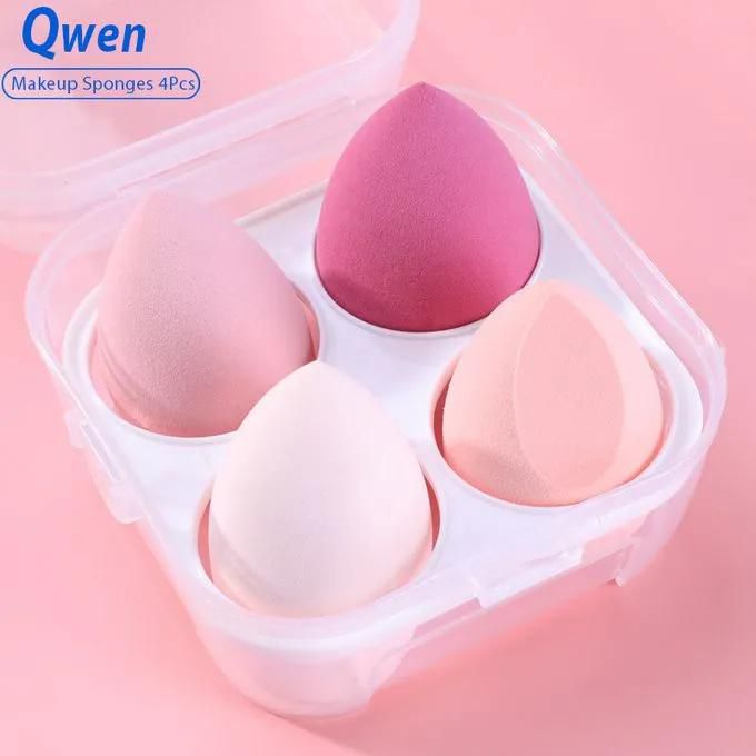Qwen Makeup Sponges Beauty Blender Sponge Pink 4pcs /Set Enlarged by water Wet and Dry: save time and effortWet use:suitable for liquid  base makeup  Dry use:suitable for powerder 