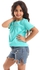 Y.F.K Round Neck Half Sleeves Girls T-Shirt - Aqua Blue