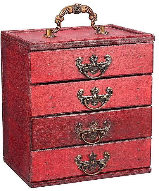 Generic 4 Layers Wooden Drawer Jewelry Cabinet Box Storage Chest Stand Organizer Case