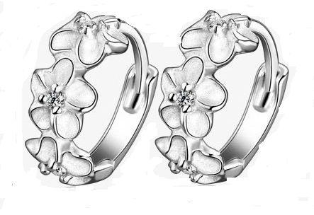 925 Sterling Silver Hoop Earrings  Blossom Flower