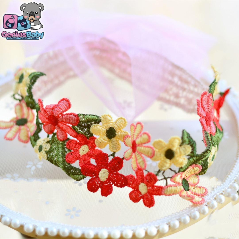 Genius Baby House 0-2y Baby Girl Cotton Lace Headband H1970 (Colorful Flower)