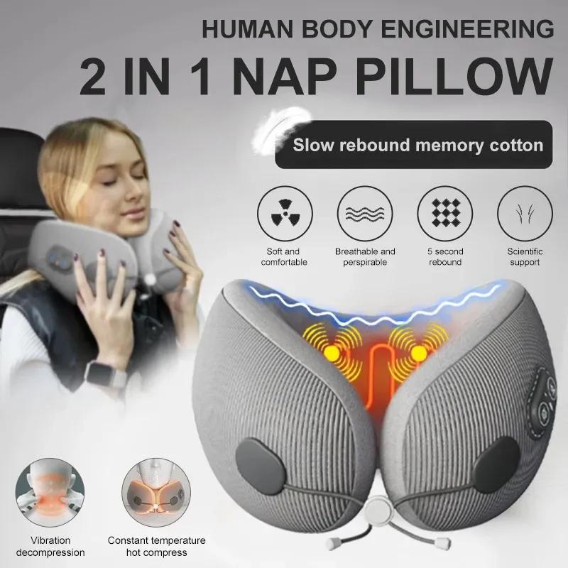 New Protable U-shaped Memory Foam Pillow for Neck Protection Cervical Support Nap Pillow Ergonomic Massage Travel Pillows Adult