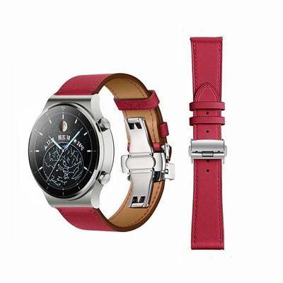 Genuine Leather Replacement Band For Huawei Watch GT2 Pro 22mm Red