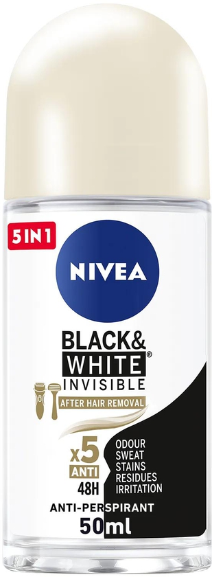 Nivea | Black & White Invisible Silky Smooth, Antiperspirant for Women Roll On | 50ml