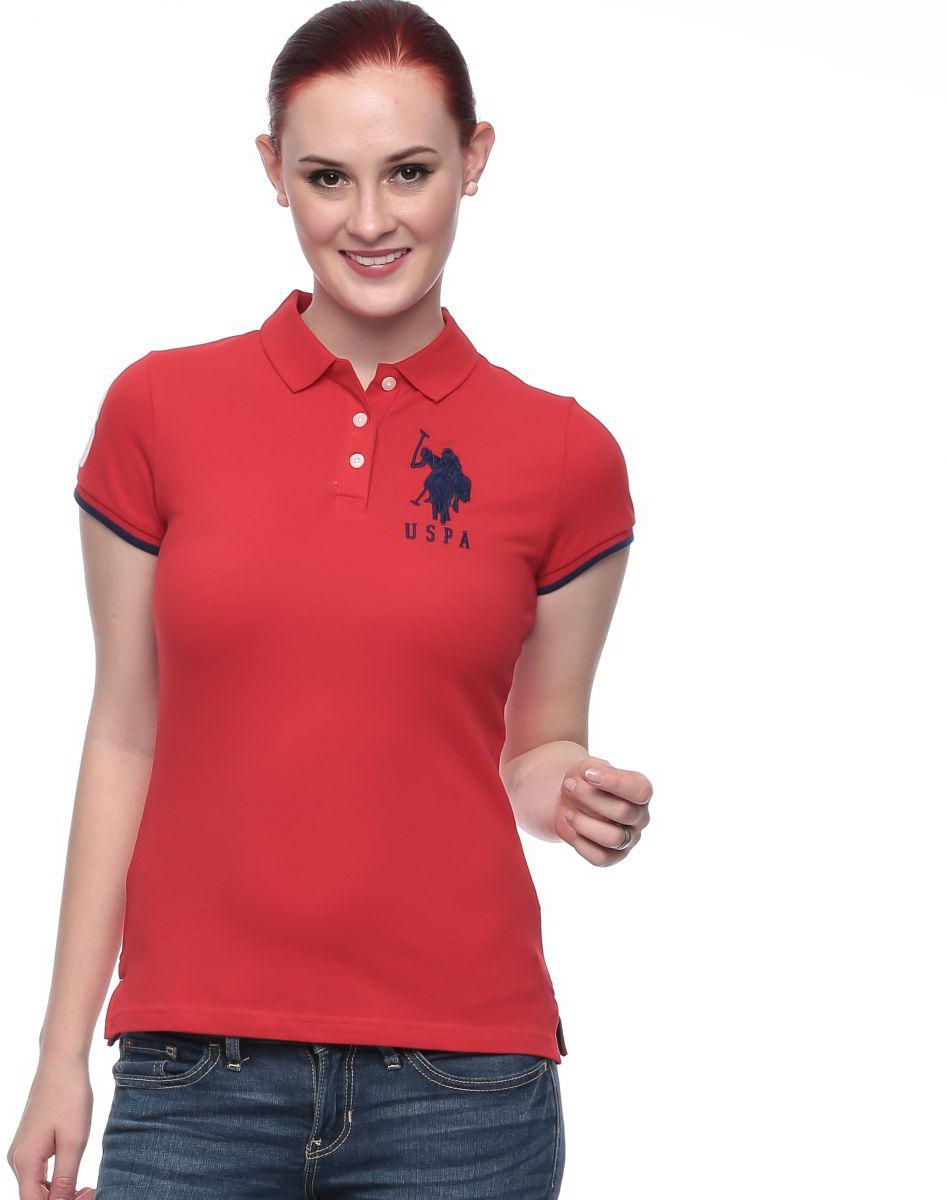 U.S. Polo Assn. 212500ZH1CK-HRRD Polo Shirt for Women - XS, Red/Navy Blue/White