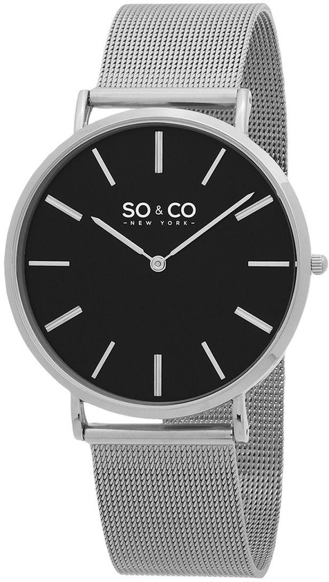 SO&CO New York Men Black Dial Stainless Steel Band Watch - 5102.1