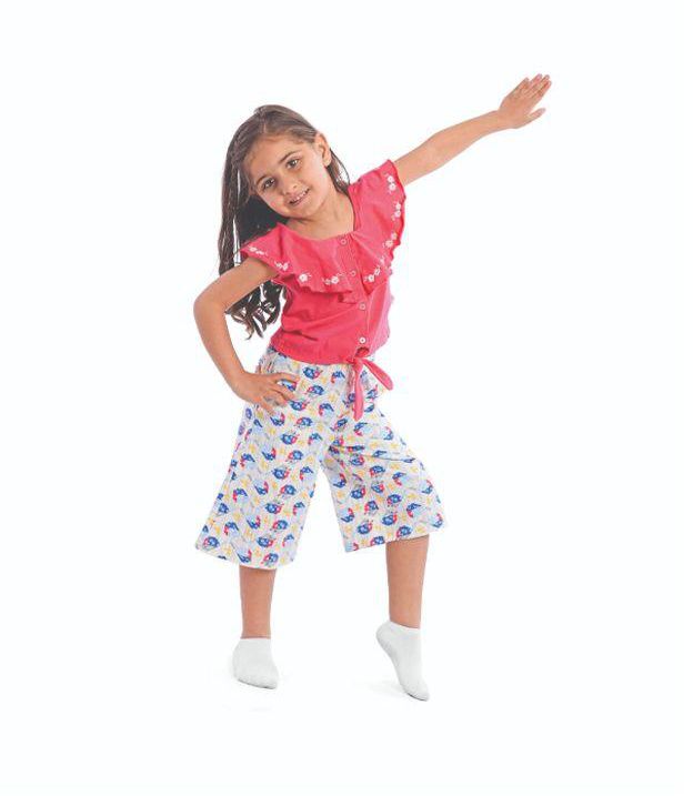 Junior High Quality Cotton Blend And Comfy Kids Pajama Set " Sleeveless T-Shirt + Printed Pantacor "