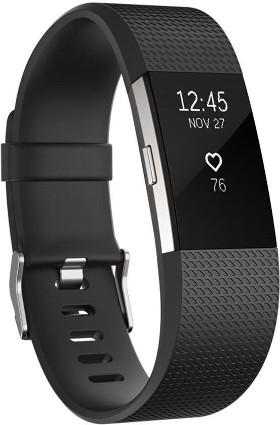 FitBit Charge 2 Heart Rate + Fitness Wristband - Black/Silver, Small