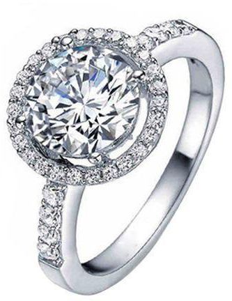 Sterling Silver Plated Cubic Zirconia Wedding Engagement Ring Silver