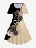 Plus Size Rose Print Colorblock T-shirt Dress - 5x | Us 30-32