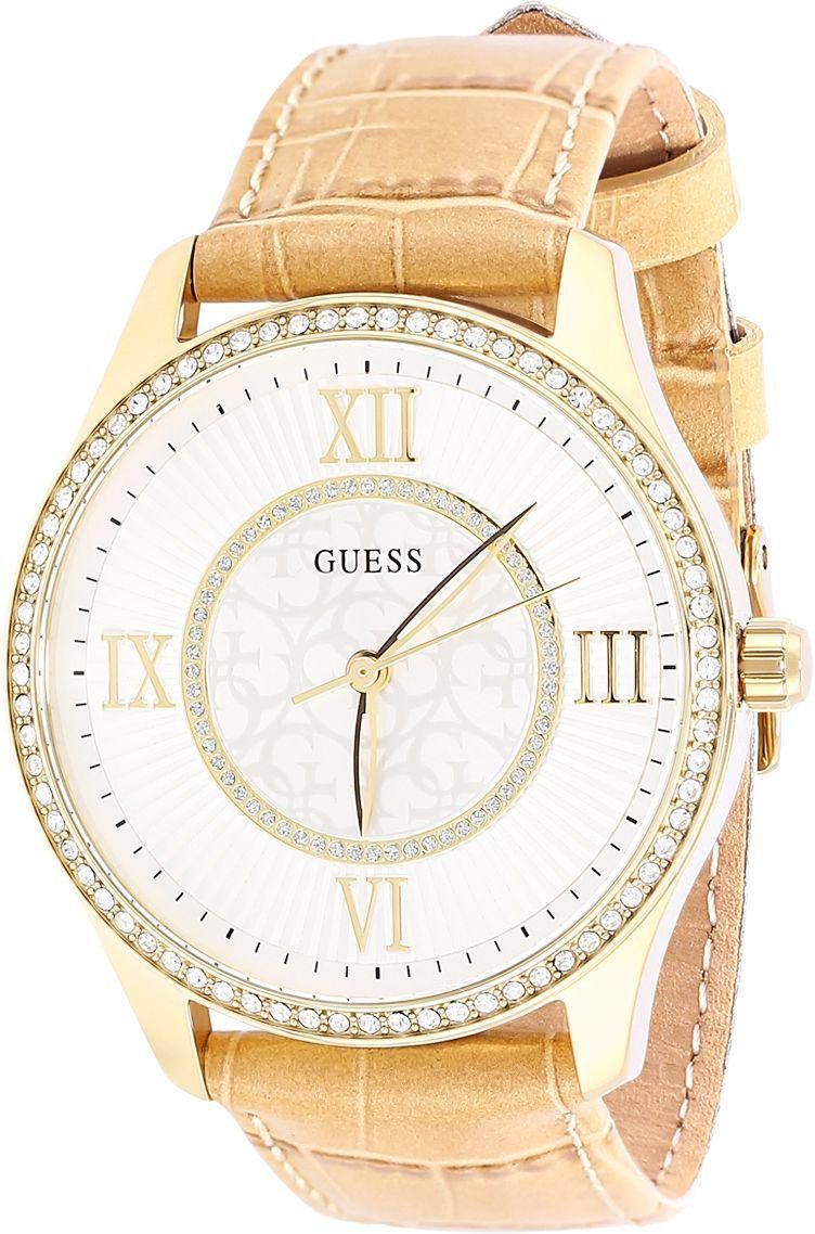 Guess Women's Grey Dial Leather Band Watch - W0768L2