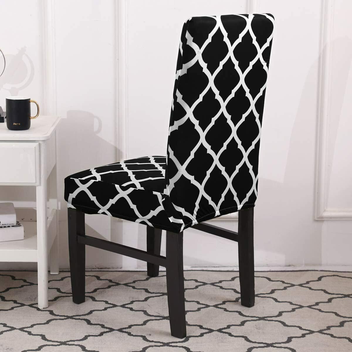 Padcod Dining Chair Cover Seat Protector Super Fit Slipcover Stretch Removable Washable Soft Spandex Fabric For Home Hotel Dining Room Ceremony Banquet Wedding Party Restaurant 4 Per Set Black