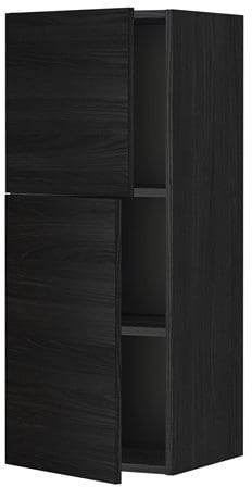 METOD Wall cabinet with shelves/2 doors, black, Tingsryd black