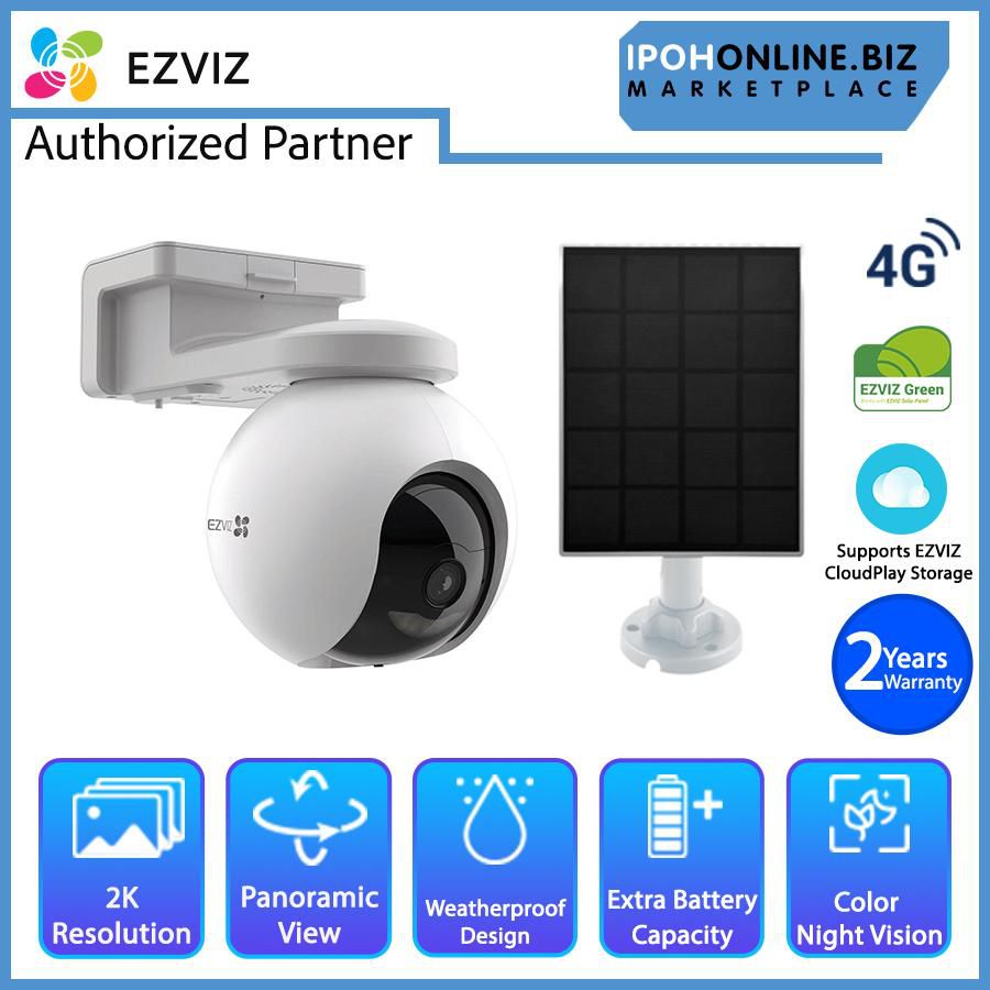 EZVIZ EB8 4G 2K 3MP Battery Camera + IPOHONLINE SP2 Solar Panel