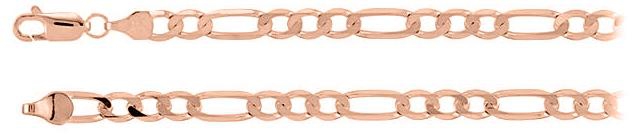 Mens 5mm 14K Rose Gold Solid Figaro Chain Necklace