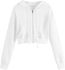 Girls Childish Hoodie Full Zip Hip Hop Sports Sweatshirt Stylish Tops For Women (WHITE, XL)
