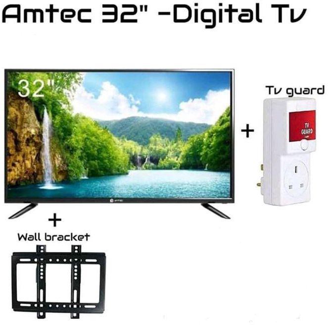 Amtec 32L12,32" Digital LED TV AC/DC+Free WallBracket And TV Guard