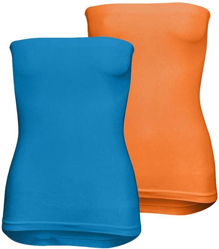 Silvy Set Of 2 Tube Tops For Women - Turquoise / Orange, Medium