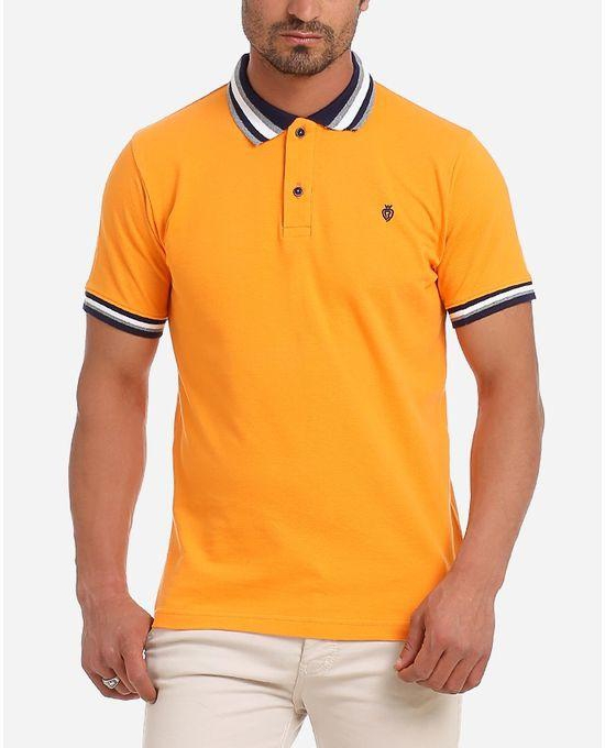 Tie House Buttoned Neck Polo Shirt - Orange