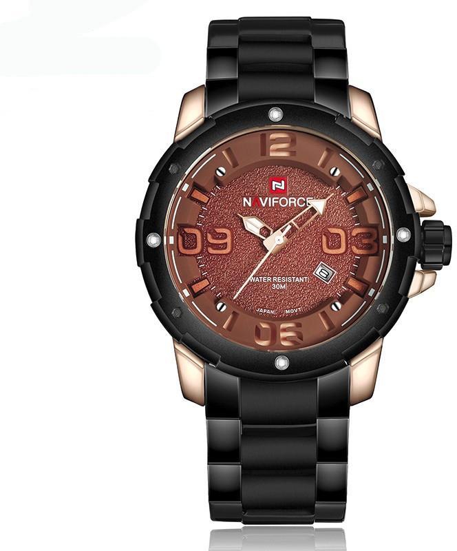NAVIFORCE 3979 Fashion Men's Wristwatch With Stainless Strap Design-Red