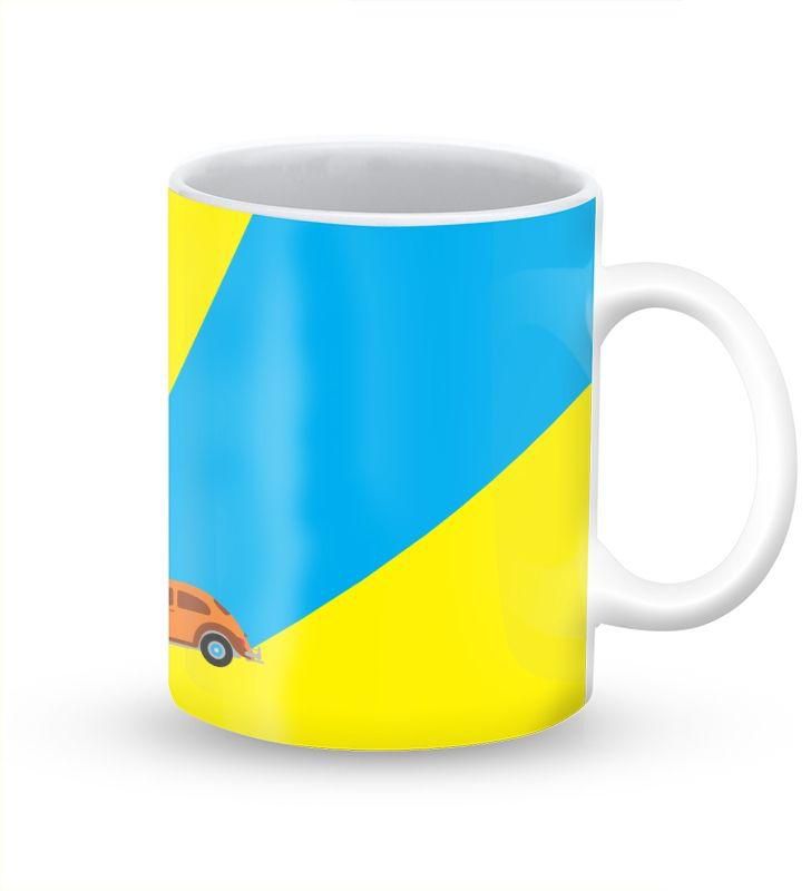 Stylizedd Mug Premium 11oz Ceramic Designer Mug Retro Bug Yellow