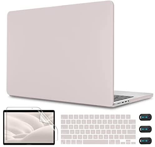 CISSOOK Beige Case for MacBook Pro 14 Inch Case 2021 Release Model A2242 M1 Pro with Touch ID, Plastic Rock Ash Hard Shell Case with Beige Keyboard Cover Screen Protector for 2021 Pro 14", Stone