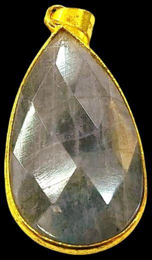 Sherif Gemstones دلاية من حجر لابرادورايت ( الطاووس ) الطبيعي الاصلي باطار ذهبي فاخر