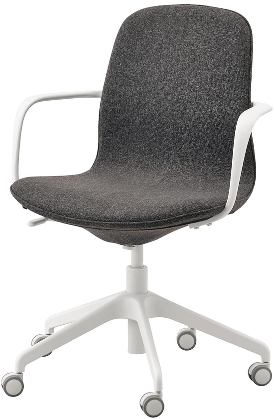 LÅNGFJÄLL Conference chair with armrests - Gunnared dark grey/white