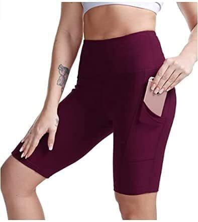 Aiwanto Exercise Shorts Women Shorts Half Pant for Gym Workout Shorts(Dark Berry, Large)