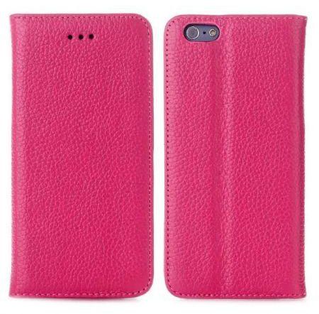 Calans Lychee Style Apple iPhone 6 4.7 inch Leather Flip Case Cover With Screen Protector -Hot pink