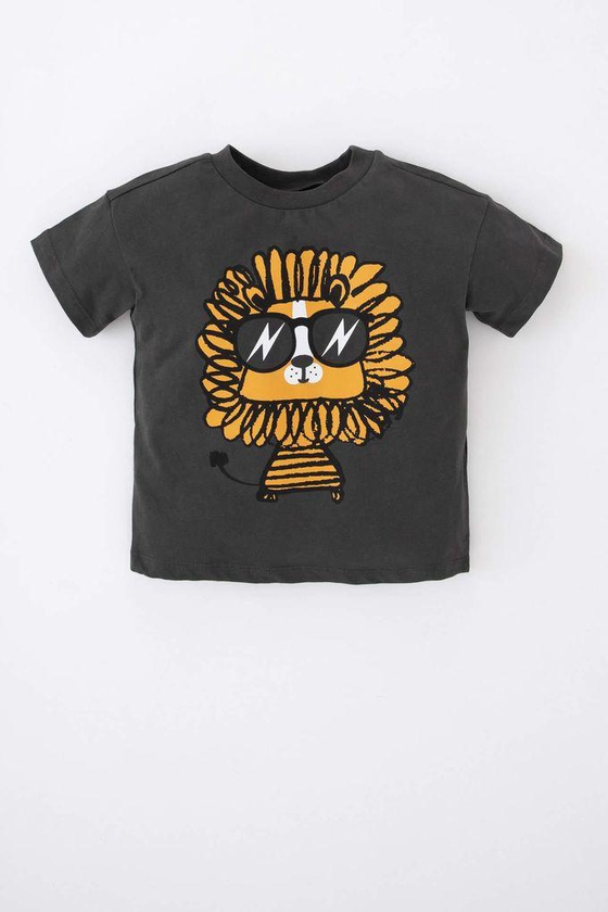 Defacto Baby Boy Regular Fit Crew Neck Animal Patterned Short Sleeve T-Shirt