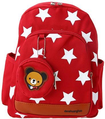 Star Printed Design Canvas Backpack Red/White