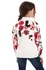 Zodiac Floral Shoulders Buttons Closure Cardigan - White, Black & Fuchsia