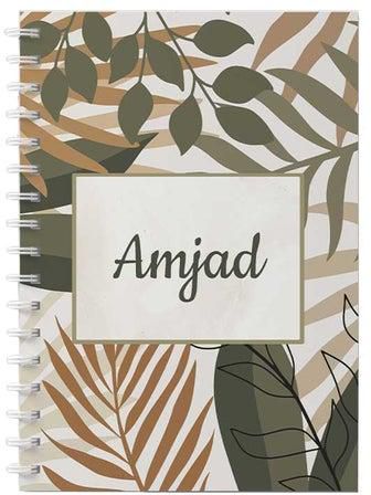 Spiral Notebook For School Or Business Note Taking With 60 Sheets English Name Amjad Brown/Grey/Black