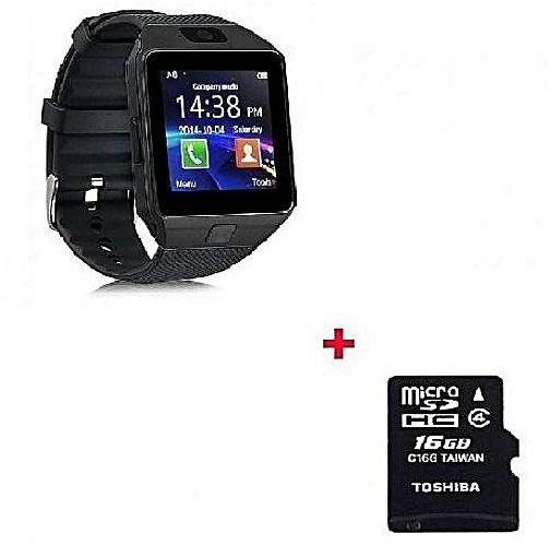 Smart Watch DZ09 Smart Watch Phone for Android and Apple Black + Free 16gb Memory Card - Black