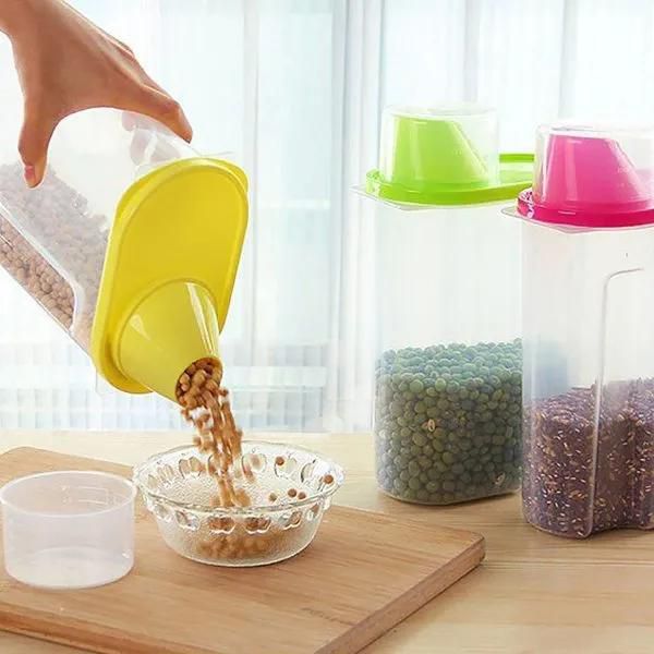 Transparent Plastic Cereals Storage Containers-2.5Litres.Plastic Storage Boxes & Bins Material: Plastic Size:2.5L Function:storage dried sundries Features:Hand holding groove for e