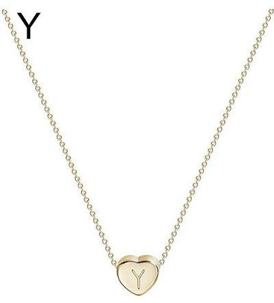 Y Letter Heart Design Chain Pendant Necklace