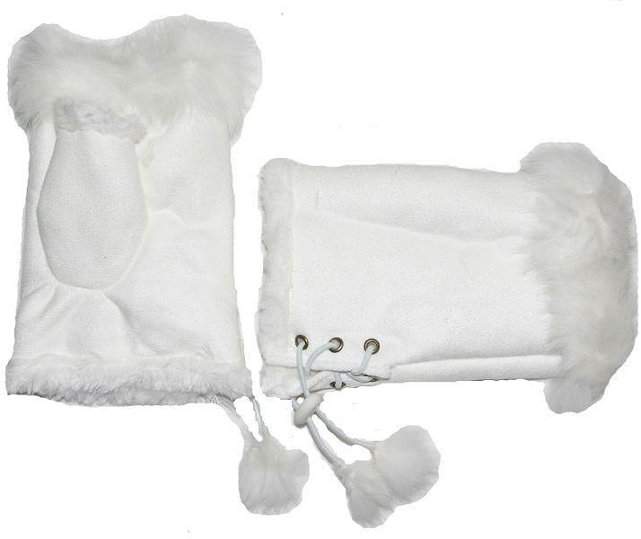 Women's Cute Wool Yarn Made With Rabbit Fur White Gloves Model W902F