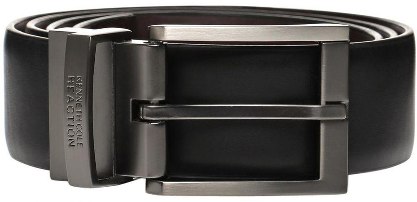 Kenneth Cole Reaction Feathered Edge Reversible Belt for Men - Leather, 32 US, Black/Brown
