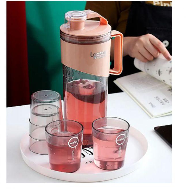 Set Of 4 Water Cups With A 1600ml Water Jug For Hot Water, Iced Tea, Juice And Cocktails.