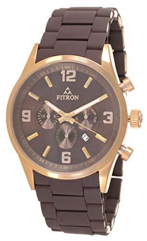 Fitron Men's Brown Dial Rubber Band Casual Watch - 8104M